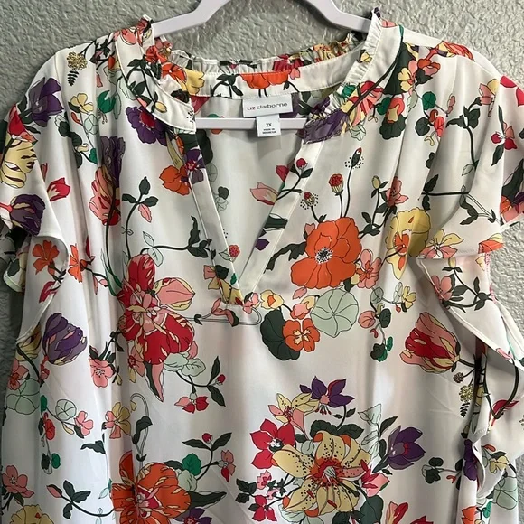 Liz Claiborne floral Blouse size 2X NWOT - Picture 6 of 6